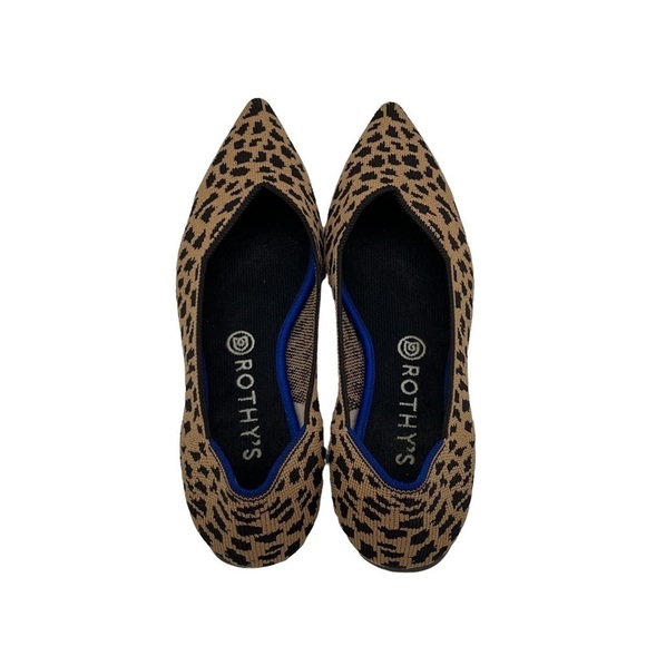 Rothy's Tan Black Leopard Animal Print Pointed Toe Slip-On Flats Size 10 Women's - Picture 4 of 8